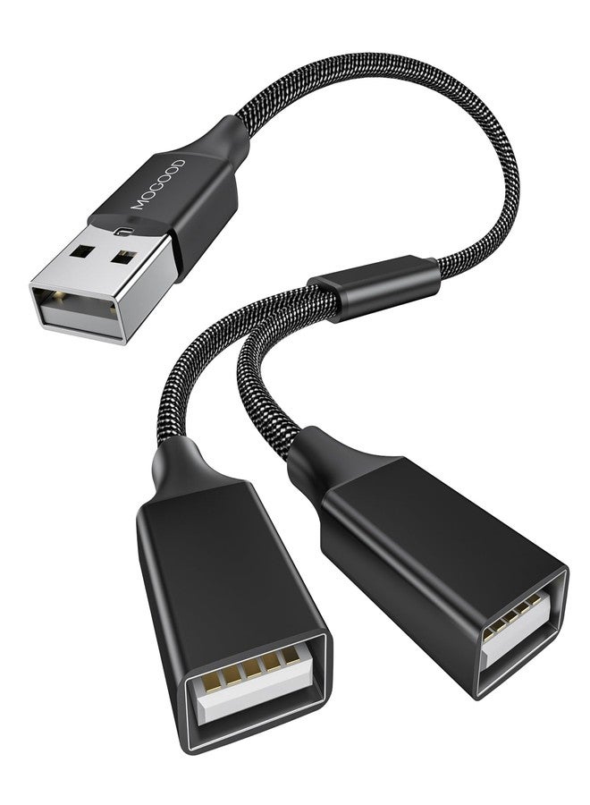 MOGOOD USB y Splitter Adapter Dual USB 2.0 Power Cord Extension Type A Splitter Cable for Charging/Data Transfer/Laptop/Mac/Car - Image 1